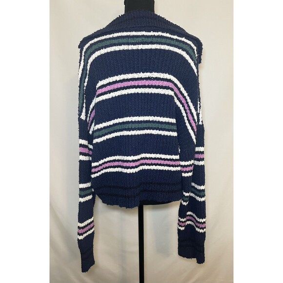 Free People Kennedy Pullover Sweater Midnight Sail Combo‎ Women's SMALL - Picture 3 of 11
